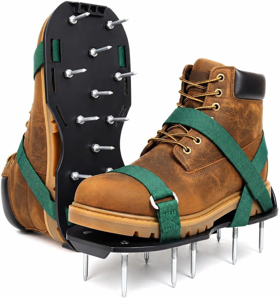 Sillar Rasenlüfter Schuhe mit Spikes 2in1 – Garten Aerator Schuhe 37–48 Bodenbelüfter