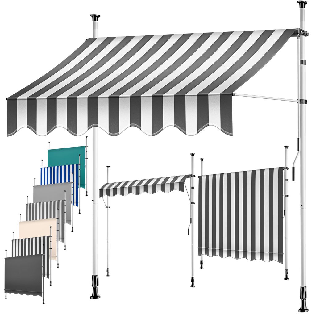 KESSER Klemmmarkise mit Handkurbel Balkon, Balkonmarkise ohne Bohren, UV-beständig höhenverstellbar wasserabweisend , Sonnenschutz, Terrassenü...