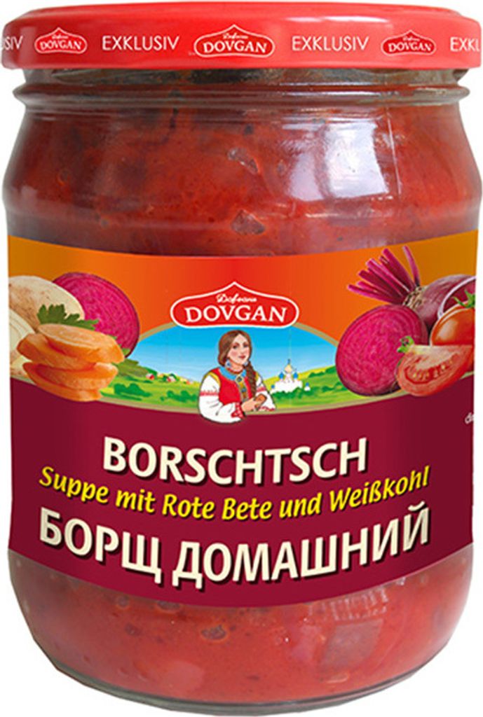 Dovgan Borschtsch Suppe mit Rote Bete und Weißkohl,(5 x 480 g)