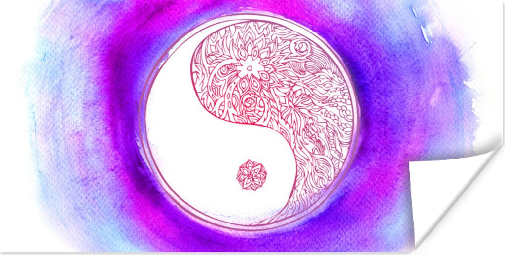 MuchoWow Poster Eine Illustration eines Yin und Yang Logos mit Farben 40x20 cm - Poster für die Wand - Poster Schlafzimmer