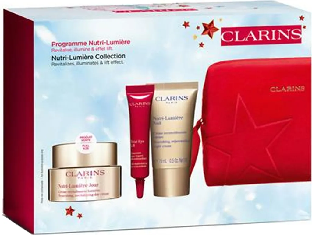Coffret cadeau soins Nutri-Lumière Collection Clarins avec crème de jour