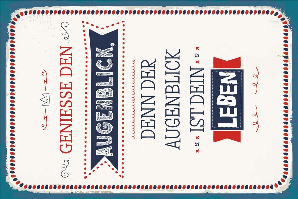 vianmo Blechschild 30x20 cm denn der Augenblick ist dein Leben