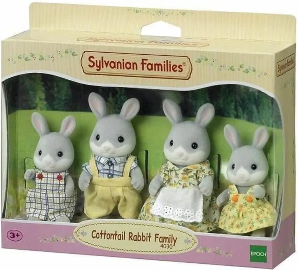 Figurines Famille Lapin Gris Sylvanian Families - Jouet d'Éveil Enfant