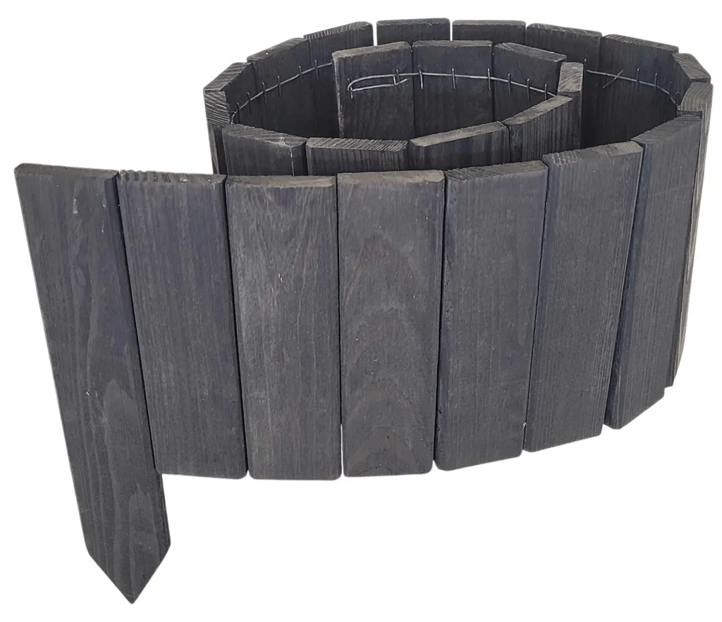 Clôture de jardin bois anti-débordement anthracite, bordure 5.5m x 25cm