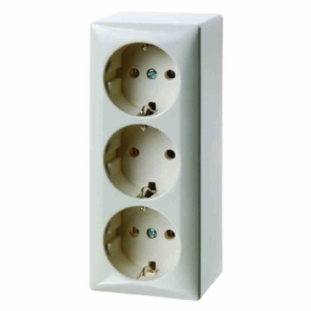 BER AP Schuko 4040 3fach ohne Hohlboden weiss