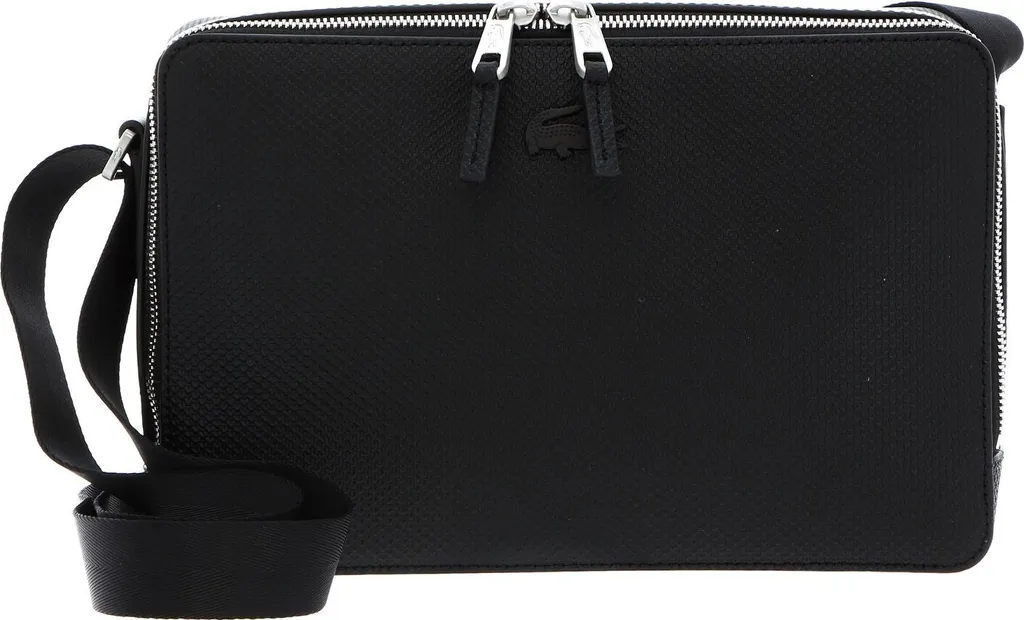 Lacoste Chantaco Reporter Bag - Sac à bandoulière en cuir piqué noir