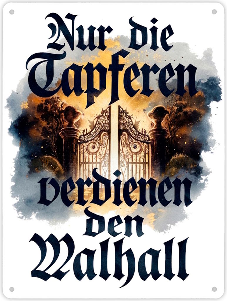 Nur die Tapferen verdienen den Walhall Metallschild XL in 21x28 cm