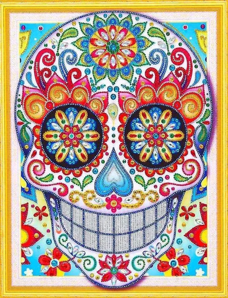 Loisir créatif Diamond Painting Happy Skull - Broderie diamant 47x57cm