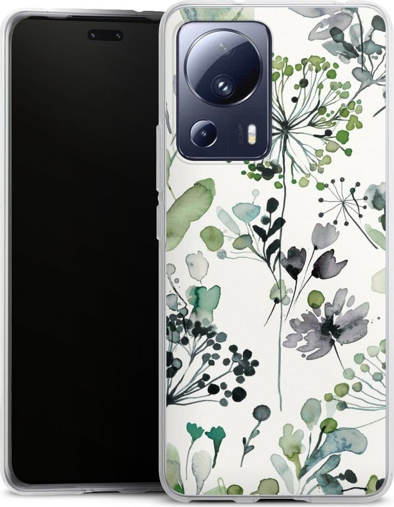 DeinDesign Handyhülle für Xiaomi 13 Lite Silikon Hülle Case Smartphone Schutzhülle Blumen Wasserfarbe Eukalyptus