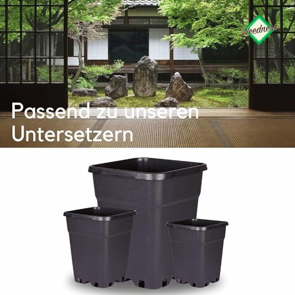 5er Set Pflanztopf Kunststoff Hoch 25x25x26 Cm 11L Eckig Mit Drainage   Schwarz PP Pflanzgef Set