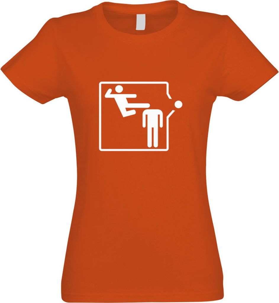 Kiwistar - T-Shirt tailliert - Damen - orange - Karate Kick - mit Motiv Bedruckt - Funshirt Design - Sport - Freizeit - Damen - M