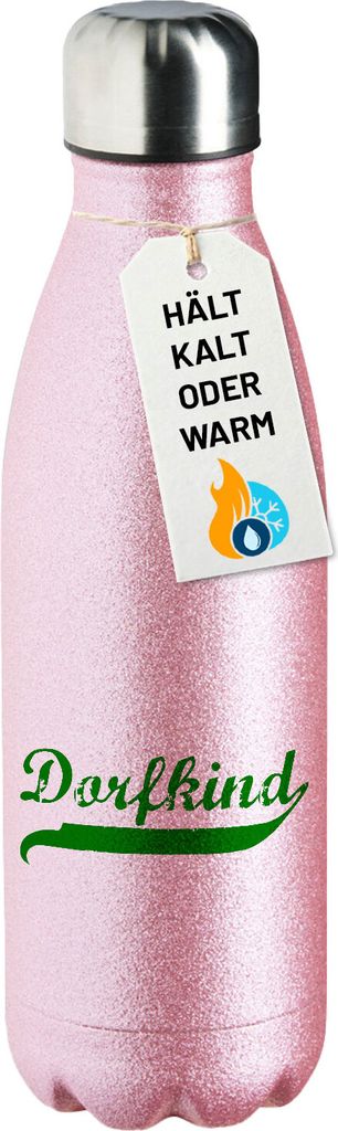 Huuraa Trinkflasche Dorfkind Vintage 500ml Pink Edelstahl Wasserflasche Trinkflasche Geschenkidee