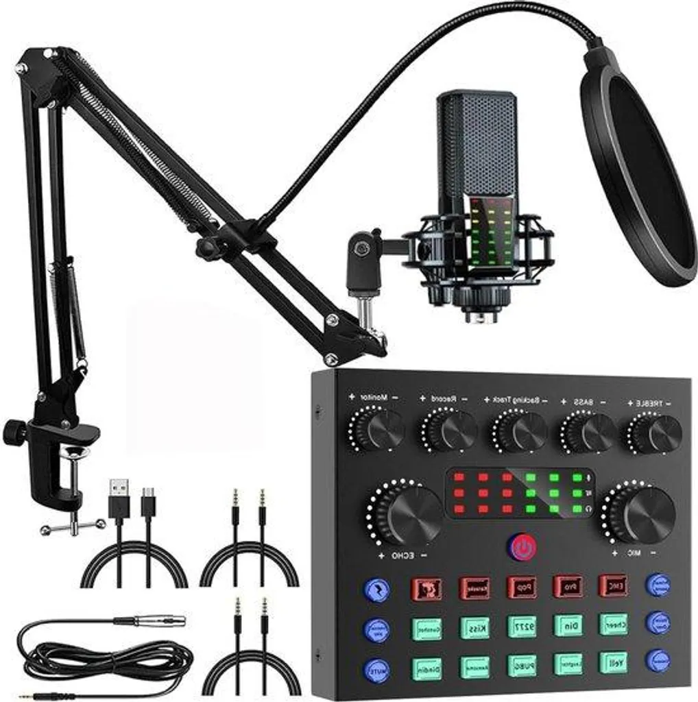 Carte Son USB Anti-Bruit et Mixeur Karaoké pour Streaming sans Echo