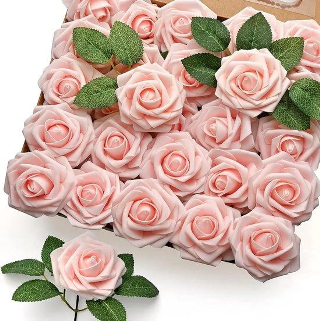 Roses Artificielles Blush Schuim en Mousse Lot de 25 Fleurs Mariage