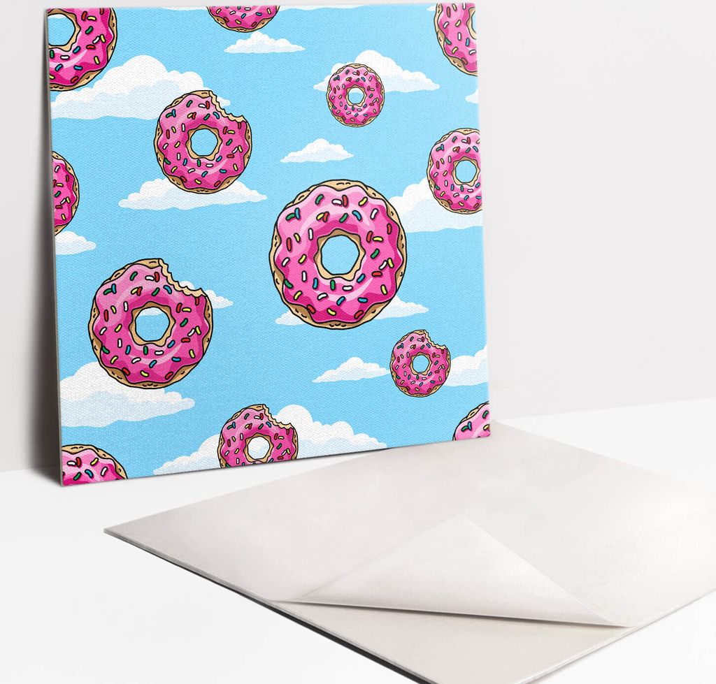 Fliesenaufkleber Set - 9 Stück Selbstklebende PVC Fliesen-Designs - Für Bad und Küche 30 x 30 - Rosa Donuts in den Wolken