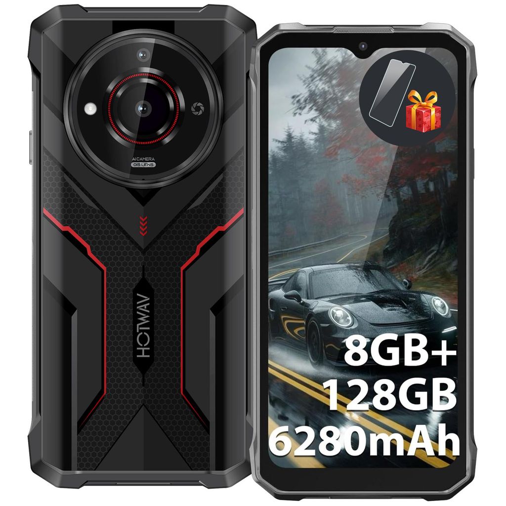 Outdoor Smartphone T7S, 8GB/128G B/1TB Erweiterbar, Outdoor Handy Ohne Vertrag e, 21MP+8MP Kamera Dual SIM OTG/Face ID/GPS/IP68/ IP69K, schwarz