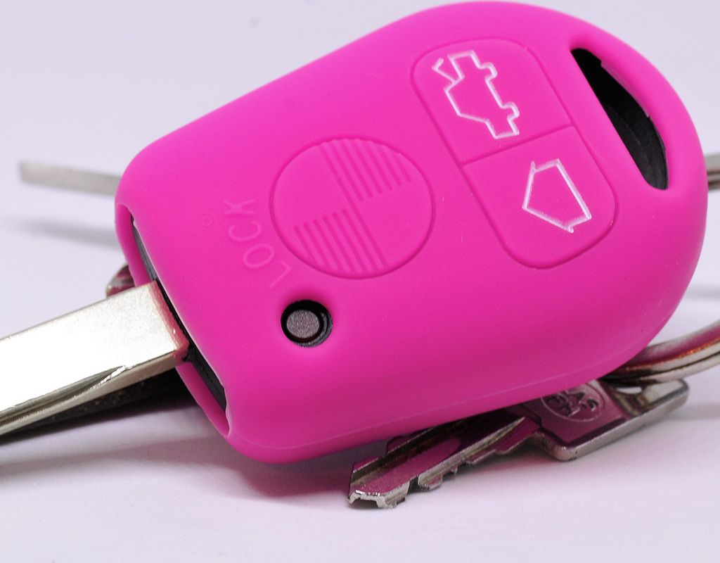Auto Schlüssel Hülle Silikon Schutz Cover Pink kompatibel Produktbild 