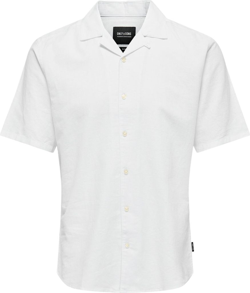 ONLY & SONS Leinenhemd mit kurzen Ärmeln und Knopfleiste Größe: XXL