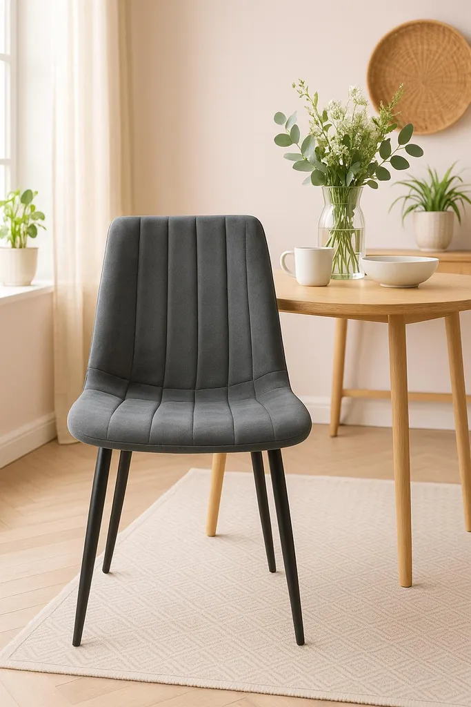 Chaise design moderne pour salle à manger et bureau élégant gris - 3