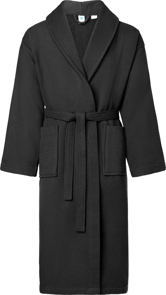 Ladeheid Herren Frottee Bademantel aus 100% Baumwolle Waffelpiqué LA40-226 (Schwarz (D16), S)