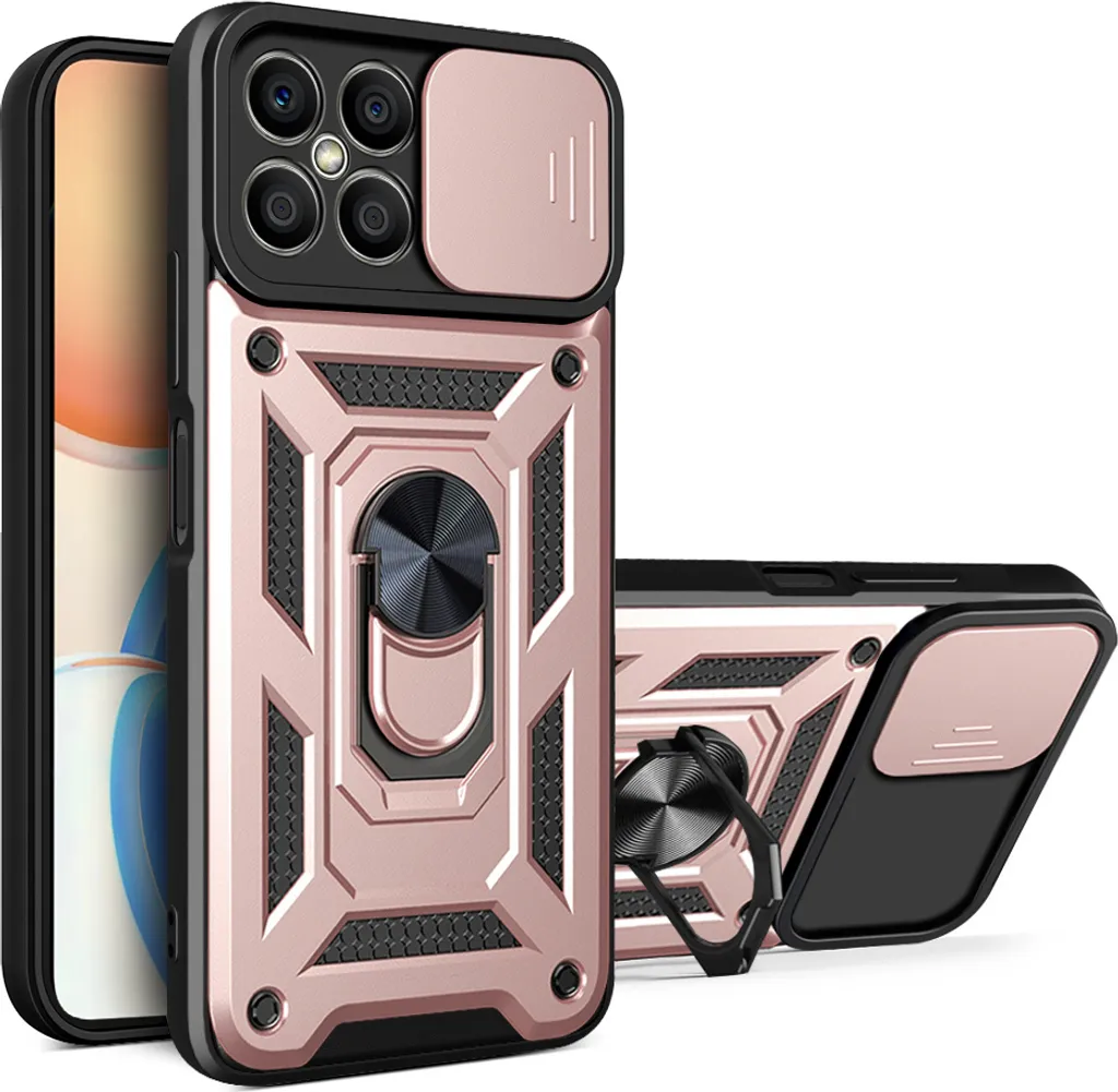 Custodia Honor X8 Rose Gold: Cover con Anello e Protezione Fotocamera - 1