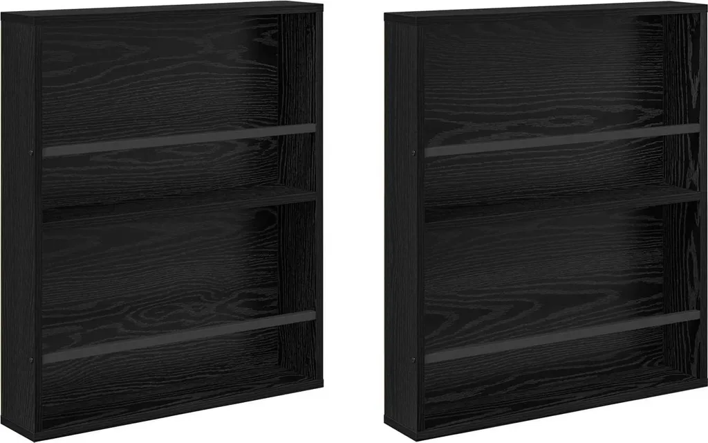 Étagère à magazines suspendue 60 cm Noir Chêne - Double Rangement Mural