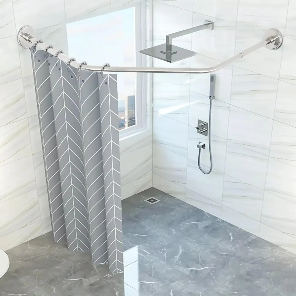 Barre de douche pour petit angle extensible 45-75 cm métal argent