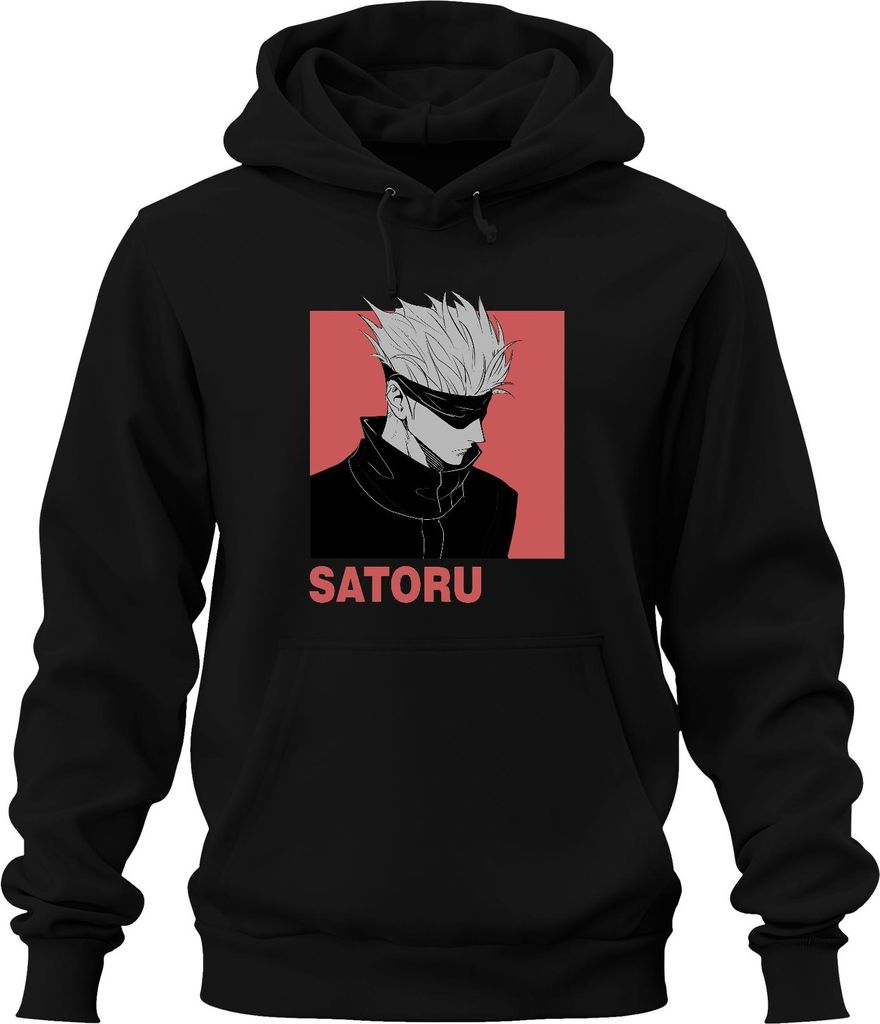 SATORU GOJO Jujutsu Kaisen Anime Ästhetik Fan Geschenk Augenbinde Uni Hoodie Kapuzenpullover, Schwarz, M