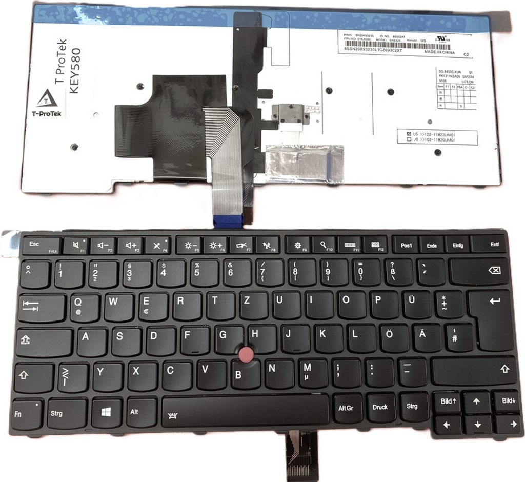 DEUTSCHE - Tastatur Keyboard Blau mit Beleuchtung kompatibel für Lenovo Air14