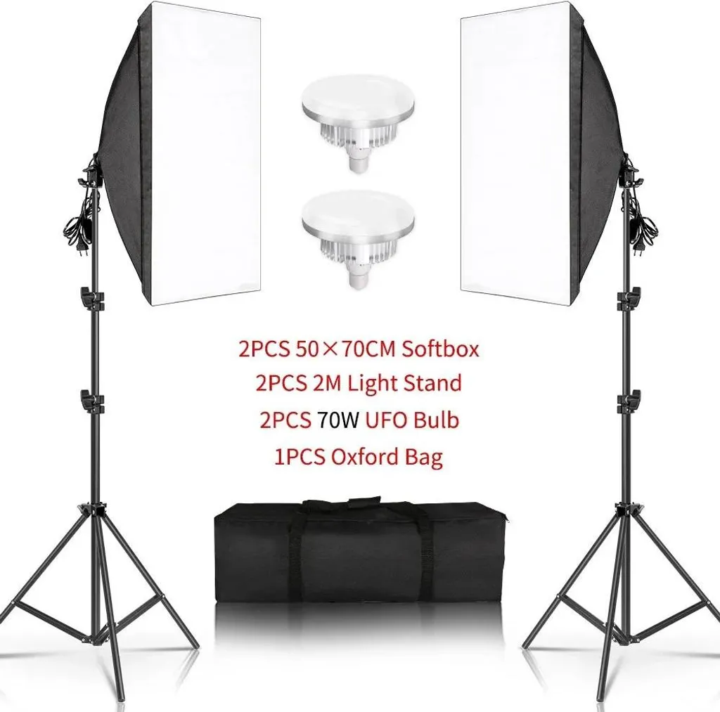Kit d'Éclairage Studio Softbox avec Ampoule LED UFO 70W et Trépied