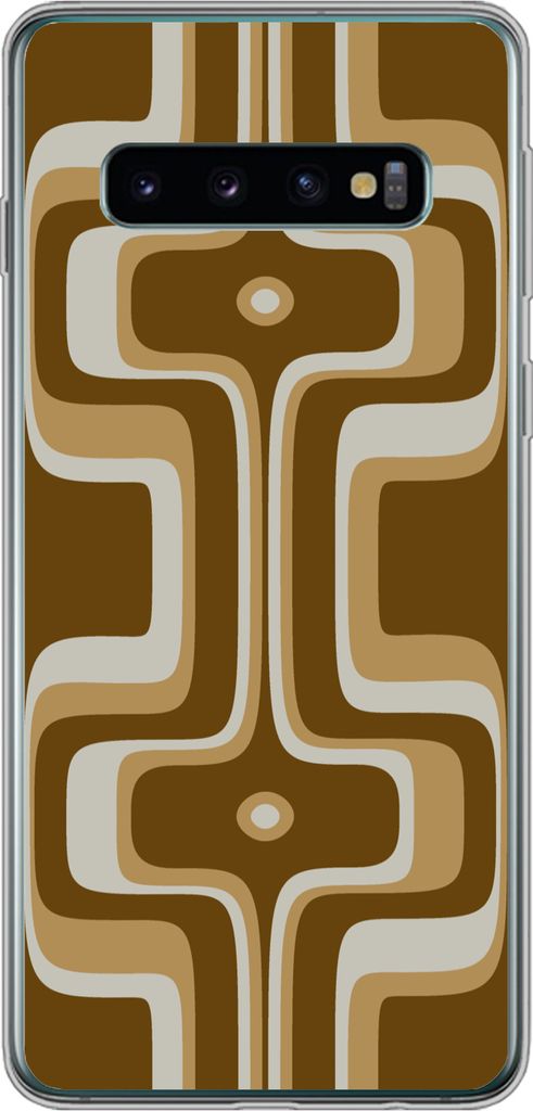 MuchoWow Handyhülle Schutzhülle Hülle für Telefoonhoesje Samsung Galaxy S10 Retro - Design - Braun Silikon Softcase Handy Hülle - Handytasche