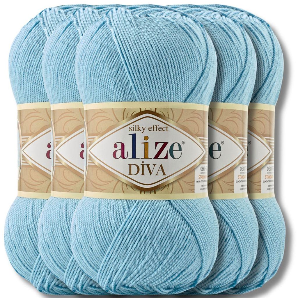 Alize 5x 100g Diva Wolle, Uni, Häkeln, Stricken (346) Produktbild 