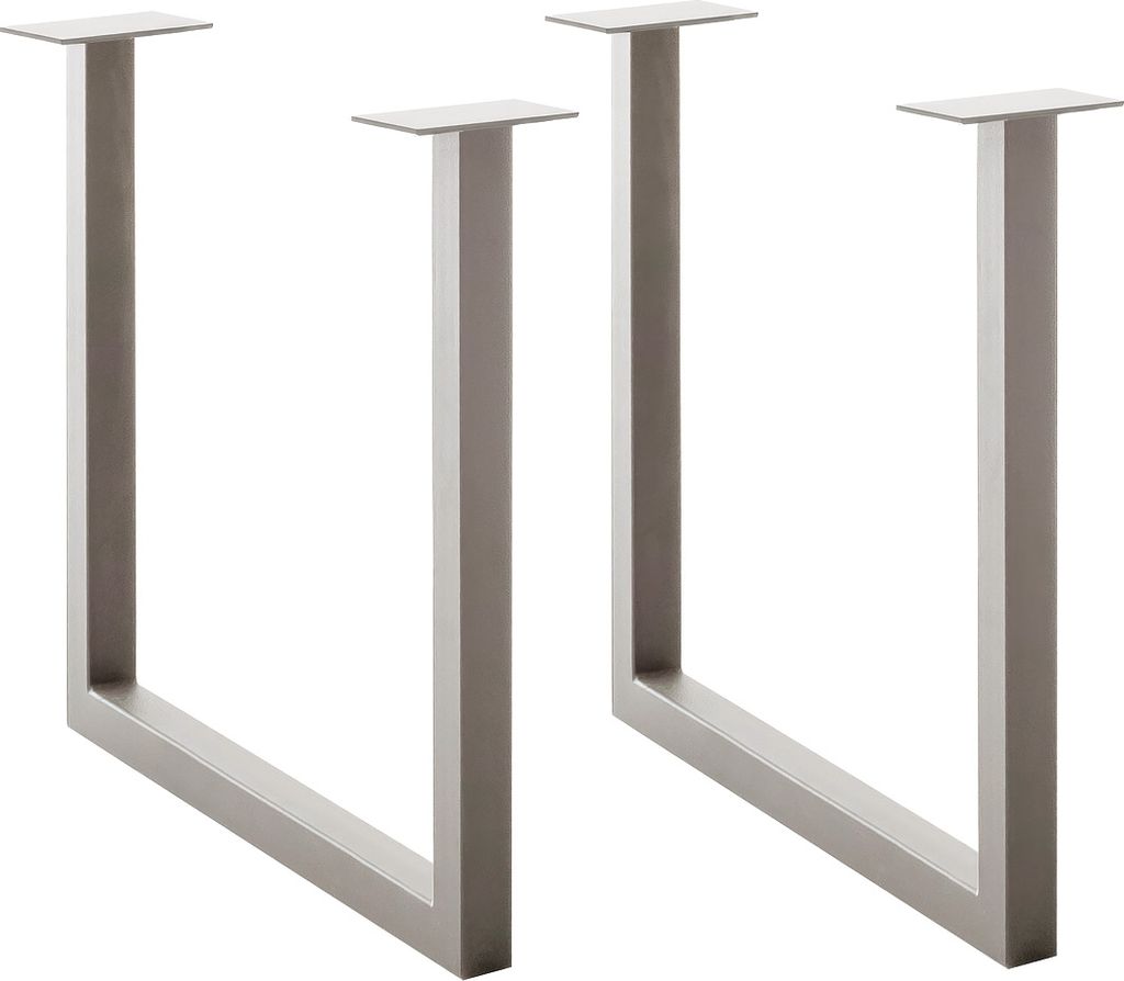 Tischgestell >BROOKLYN< (2er Set) U-Form in Edelstahl silber - 78x68x15 (BxHxT)