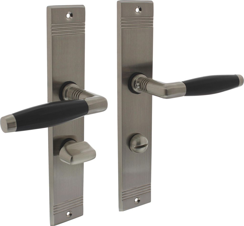 WC-Türbeschlag mit Nickelschild PC Entfernung 63 mm - matt - Pro Set