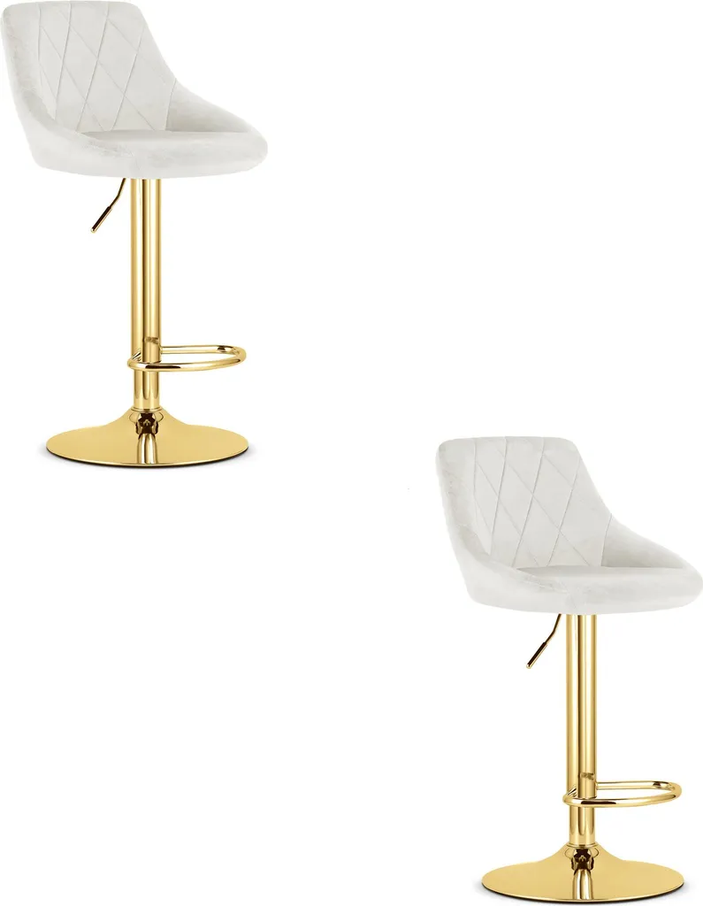 Hocker KAST Set 2 Sgabelli in Velluto Beige e Oro - Arredo Esclusivo