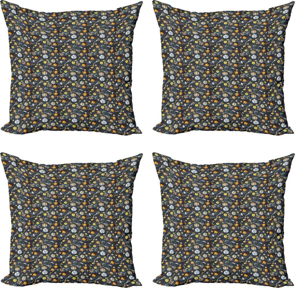 ABAKUHAUS Karikatur Kissenbezug Set (4 Stück), Weltraum-Muster, Moderner Doppelseitiger Digitaldruck, 40 cm x 40 cm, Mehrfarbig