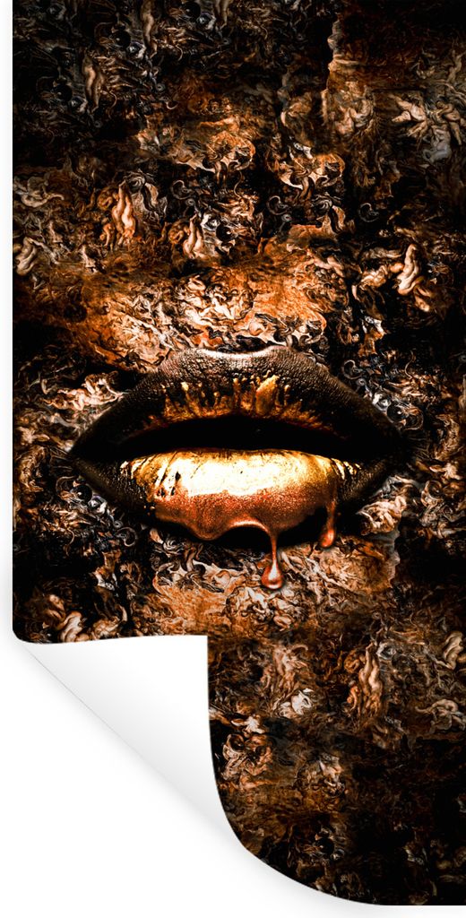 MuchoWow Wandtattoo Wandsticker Wandaufkleber Frau - Lippen - Kupfer 40x80 cm Selbstklebend und Repositionierbar - Repositionierbar - Wasser abwe...