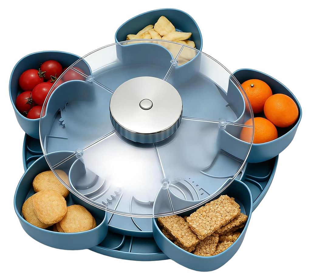 Herzförmige, drehbare Snackplatte mit 5 Fächern, 360° drehbar, Servierplatte für Obst, Nüsse und Dips, PVC-Aufbewahrungsorganizer für Partys,...