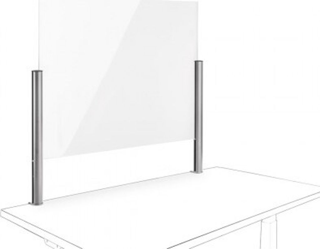 Novus POS Protect 75x50 C, Systemzwinge 1 Säule silber, Acrylglas Trennwand