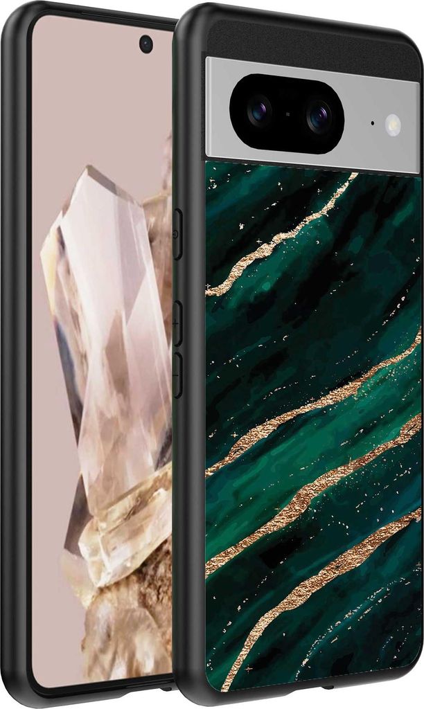 Fit für Google Pixel 8 Pro Telefon Fall mit Marmor Druck - TPU zurück Abdeckung Fall Marmor Design - Grün Gold - Smartphonica