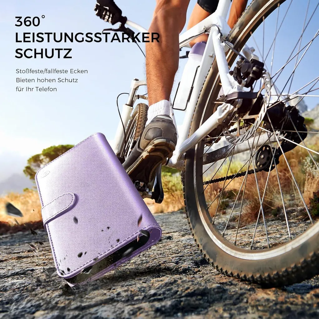 EASDNB Étui iPhone 15 en Verre Trempé Violet Clair avec Bloqueur RFID - 3