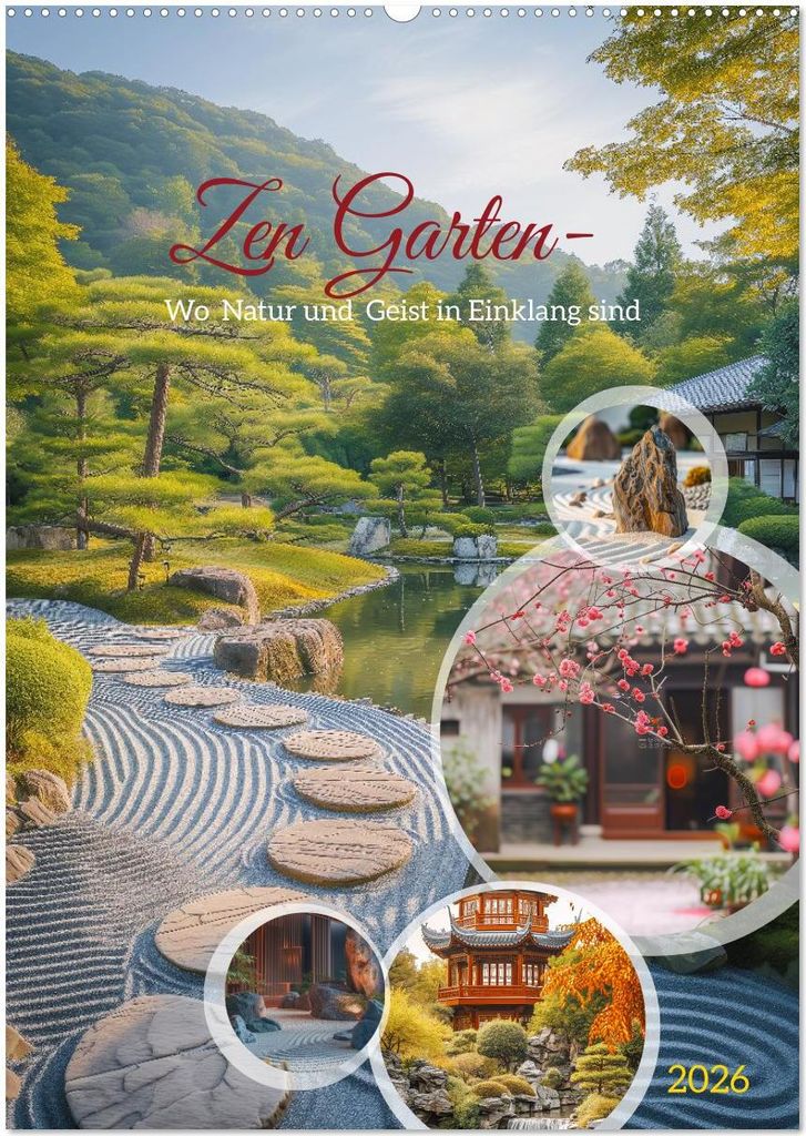 Zen Garten - Wo Natur und Geist in Einklang sind (Wandkalender 2026 DIN A2 hoch), CALVENDO Monatskalender