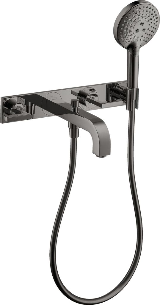 3-Loch Wannenarmatur AXOR CITTERIO DN 15 UP m Pl m Hebelgr. pol. bl chrome mit Hebelgriffen polished black chrome
