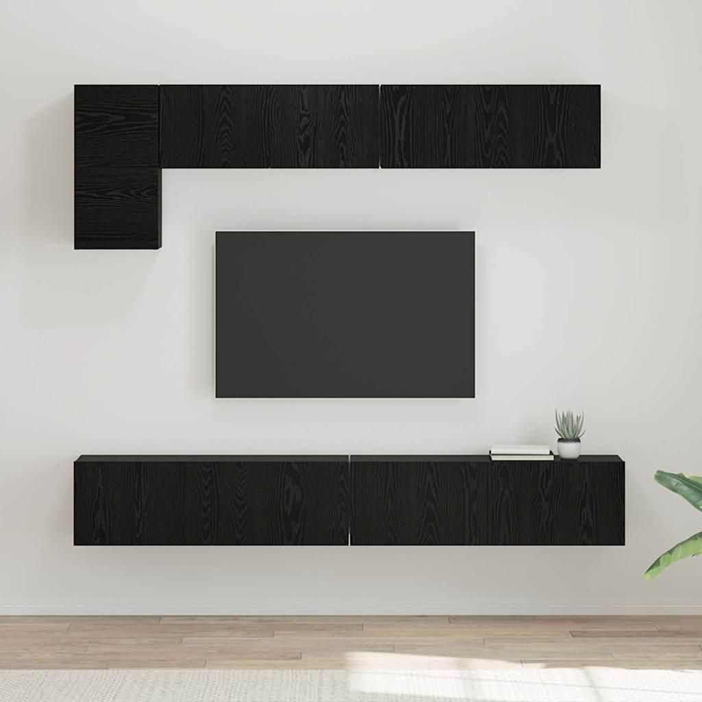 Möbel TV-Schrank-Set mit Regal mit Speicher mit Tür 5 pcs Schwarze Eiche - TV-Schränke 3393385