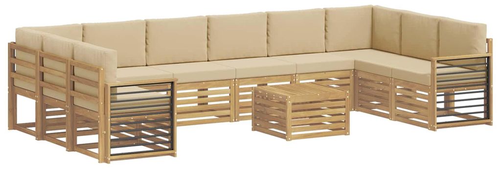 vidaXL Outdoor-Sofagarnitur 11 pcs Weiß und Beige 59 x 59 x 37 cm