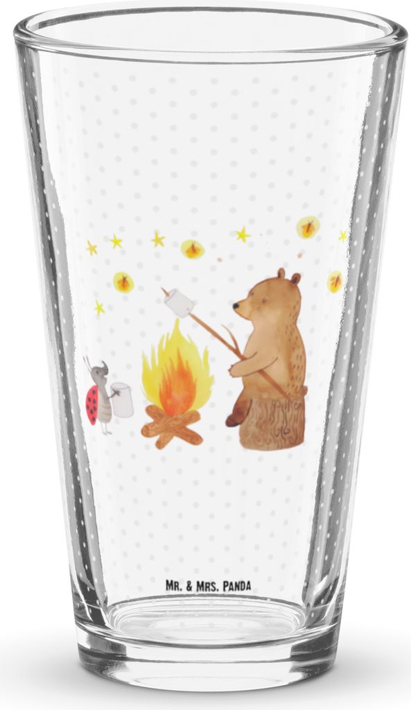 Mr. & Mrs. Panda Glas Bär & Marienkäfer Lagerfeuer - Transparent - Geschenk, Cocktailglas, Glasbecher, Teddy, Bierglas, Longdrinkglas, Tumbler