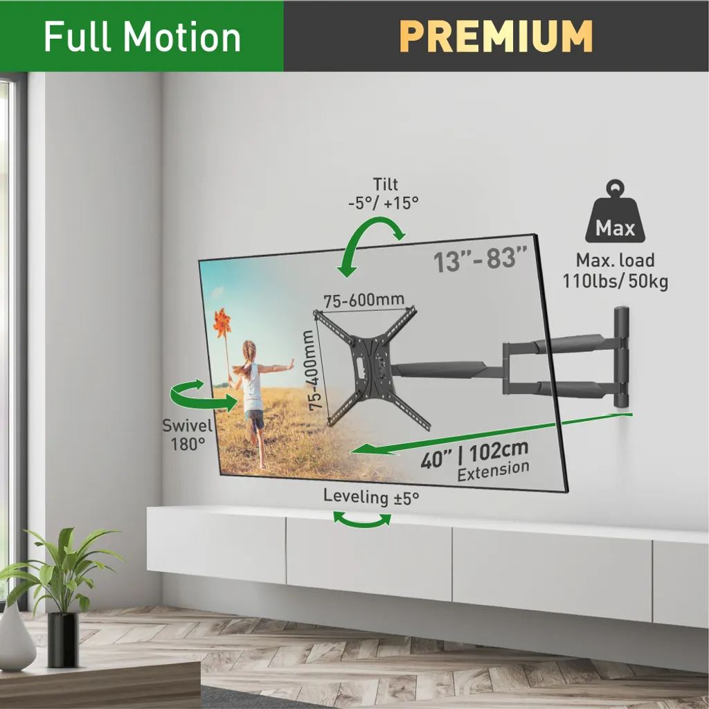 Support TV Mural Multi-angle pour Regarder la Télévision Partout dans le Salon - 4