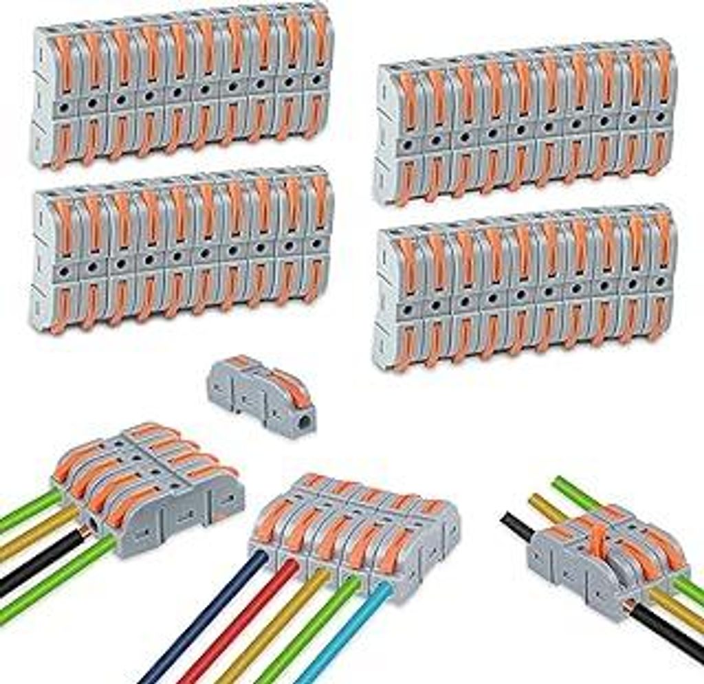 Uootach 40 Stück Kabelverbinder, Drahtverbinder Steckklemme mit Hebel, Kombinierbare Kompaktklemmen Beide Seiten des Drahtclips sind frei kombinie...