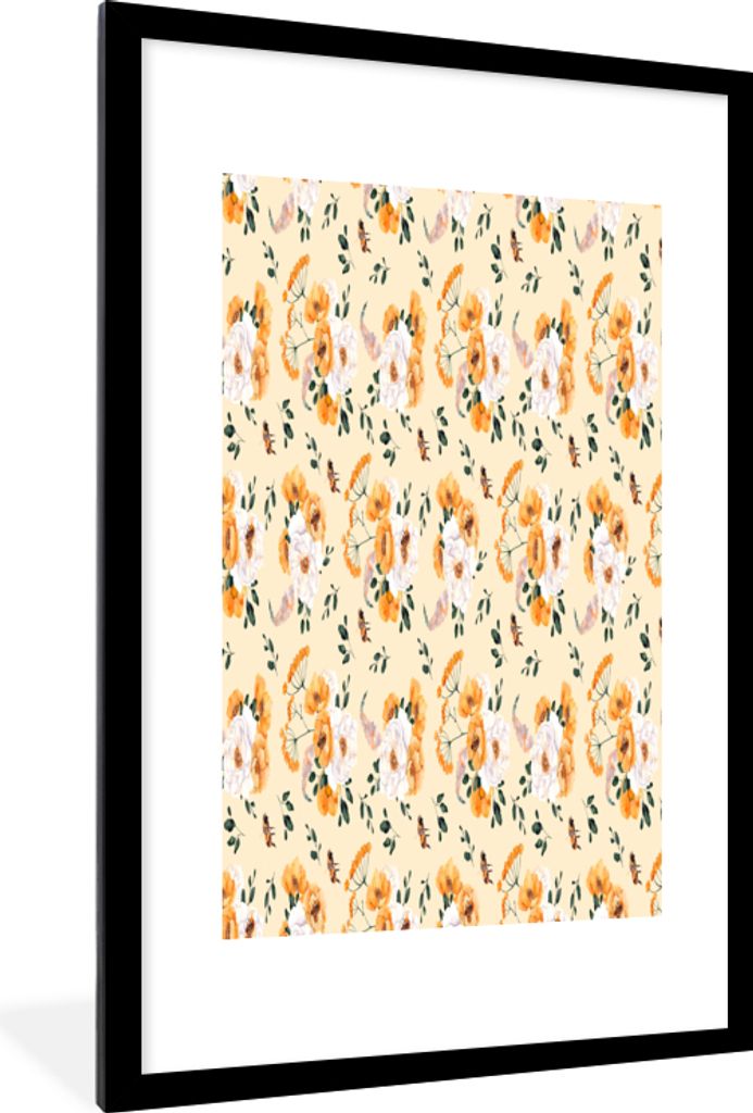 MuchoWow MuchoWow Gerahmtes Poster Blumen - Pastell - Farben 60x90 cm - Poster mit zchwarzem Bilderrahmen - Dekoration - Wandposter Wohnzimmer ...