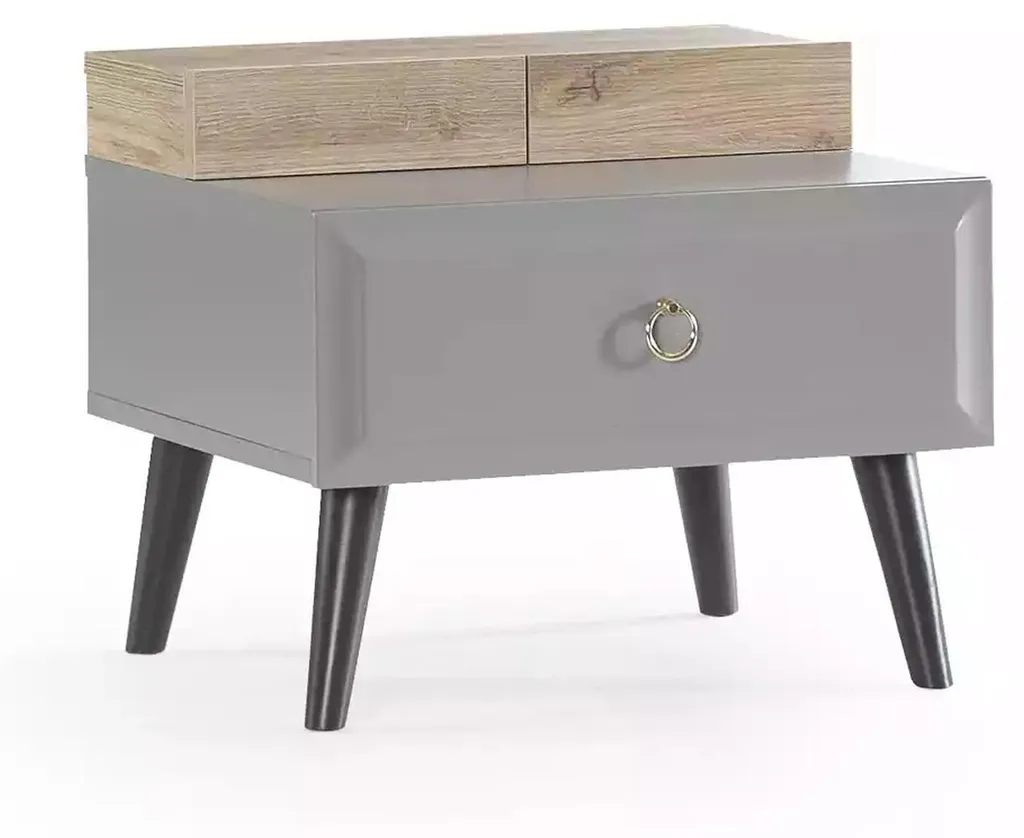 Petite table de nuit enfant grise - Solution gain de place en bois massif